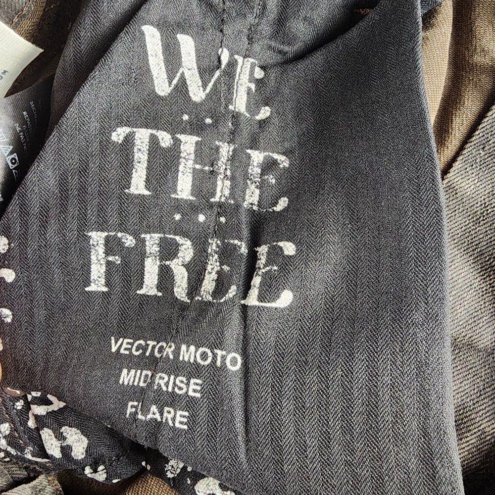 We The FreeJeans 31 (33x32)Mid Rise Flare Cotton Beta Brown Vector Moto NWT - Picture 10 of 15